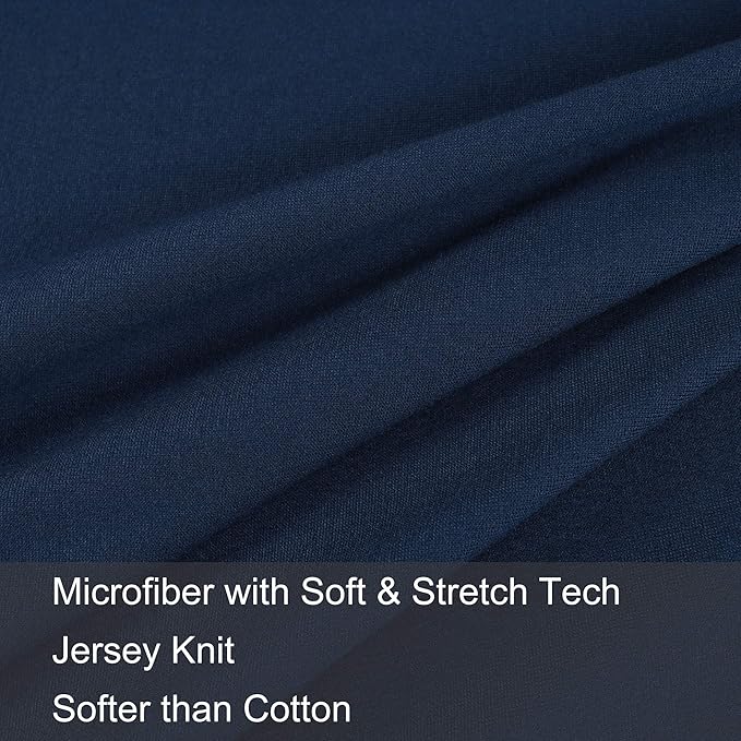 2-Pack Stretch Pillow Cases - Jersey Knit & Ultra Soft Envelope Closure Pillowcases T-Shirt Like Microfiber Blend - Suitable for 20x36/20x40 King Size Set of 2, Navy