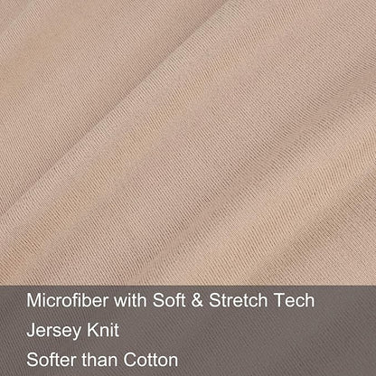 2-Pack Stretch Pillow Cases - Jersey Knit & Ultra Soft Envelope Closure Pillowcases T-Shirt Like Microfiber Blend - Suitable for Queen or Standard Size Set of 2, Taupe