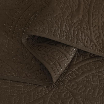 Chezmoi Collection Austin 3-piece Oversized Bedspread Coverlet Set (King, Chocolate) | Oversized, Lightweight, Fade Resistant