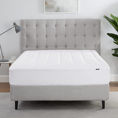 Serta ComfortSure Full Mattress Cover, Fitted Pillow Top Mattress Pad, Super Soft and Breathable Quilted Cotton Protector with 18" Elastic Deep Pockets for Secure Fit, White