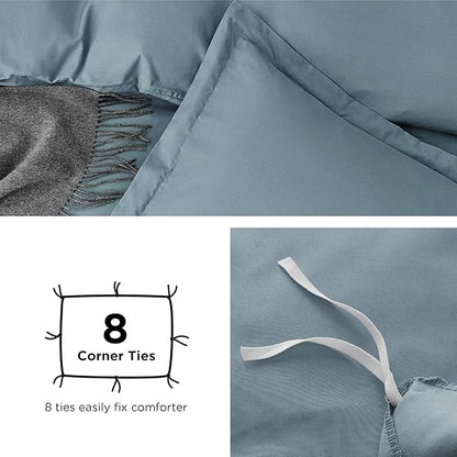 Bedsure Duvet Cover King Size - Soft Double Brushed Bedding Set for Kids & Adults, Zipper Closure, 3 Pieces, Includes 1 Duvet Cover (104"x90") & 2 Pillow Shams, NO Comforter, Mineral Blue