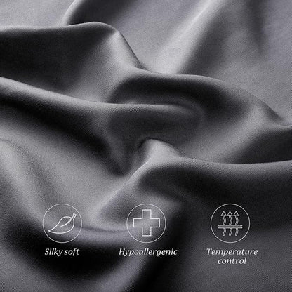 Cooling Side Sleeper Pillow Cases Queen Size Set of 2 - Curved Rayon Derived from Bamboo Pillowcase Cover- Breathable Silky Soft Pillowcase for Hot Sleepers Hair and Skin 20 * 30 Inches Dark Grey
