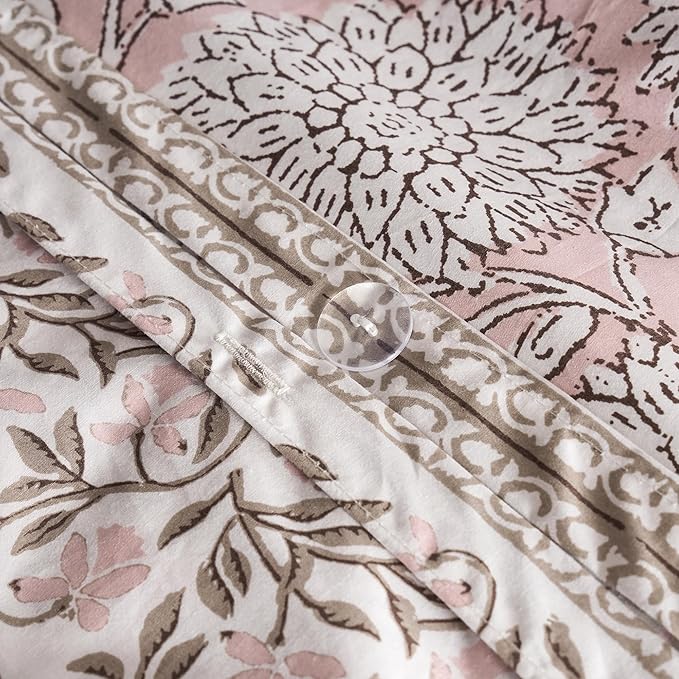 Levtex Home Adare Blush Reversible Queen Duvet Cover Set (90x94in) with 2 Pillow Shams (26x20in) - Floral Bedding - Blush and White - 100% Cotton Queen Size Duvet Cover Set - Soft, Pre-Washed