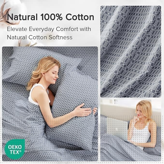 Comfort Spaces 100% Cotton Sheet Set Breathable, Lightweight, Soft with 14" Elastic Pocket Fits up to 16" Mattress, All Season Cozy Bedding, Matching Pillow Case, King Diamond Blue 4 Piece