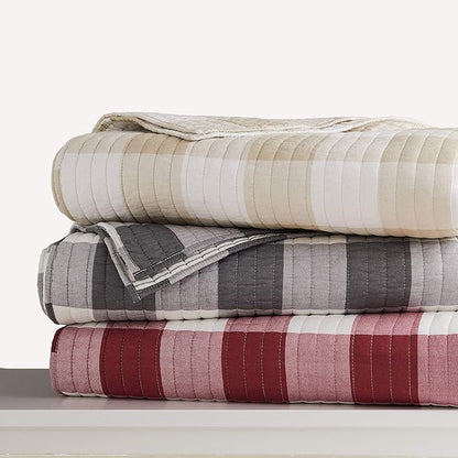 Levtex Home - Camden Quilt Set -Twin Quilt + One Standard Pillow Sham - Buffalo Check in Grey and Cream - Quilt Size (68 x 86 in.) and Pillow Sham Size (26 x 20 in.) - Reversible Pattern - Cotton