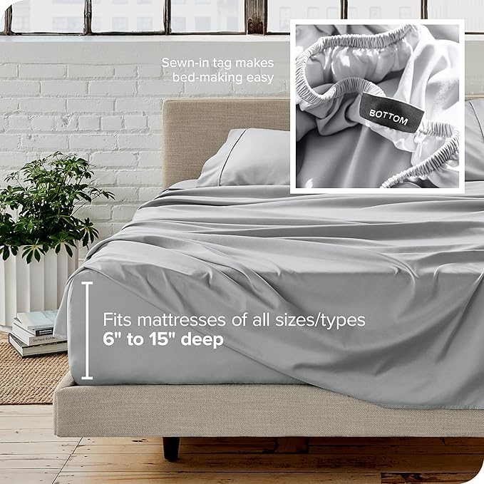 Bare Home King Sheet Set - 1800 Ultra-Soft Microfiber King Bed Sheets - Double Brushed - Deep Pockets - Easy Fit - 4 Piece Set - Bedding Sheets & Pillowcases (King, French Grey)