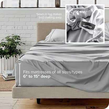 Bare Home Twin XL Sheet Set - 1800 Ultra-Soft Microfiber Twin Extra Long Bed Sheets - Double Brushed - Deep Pockets - Easy Fit - 3 Piece Set - Bedding Sheets & Pillowcases (Twin XL, French Grey)