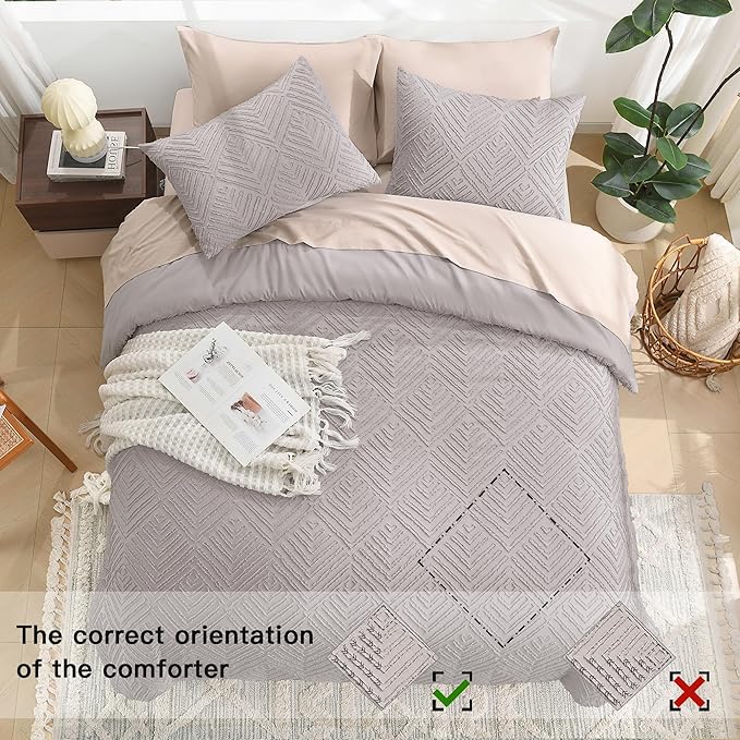 Litanika King Size Comforter Set Milk Coffee, 3 Pieces Cream Tufted Boho Farmhouse Bedding Comforter Sets, Lightweight Fluffy Comforter Bed Set for All Season (104x90In Comforter and 2 Pillowcases)