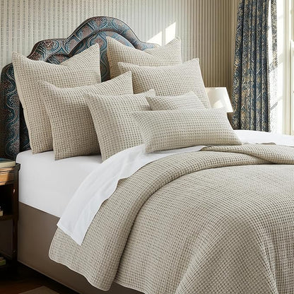 Levtex Home Mills Waffle King/Cal King Quilt Set (106x92in) with 2 Pillow Shams (36x20in) - Wheat - Cotton Waffle King Size Quilt Bedding Set - Lightweight, Soft, Pre-Washed | Textured
