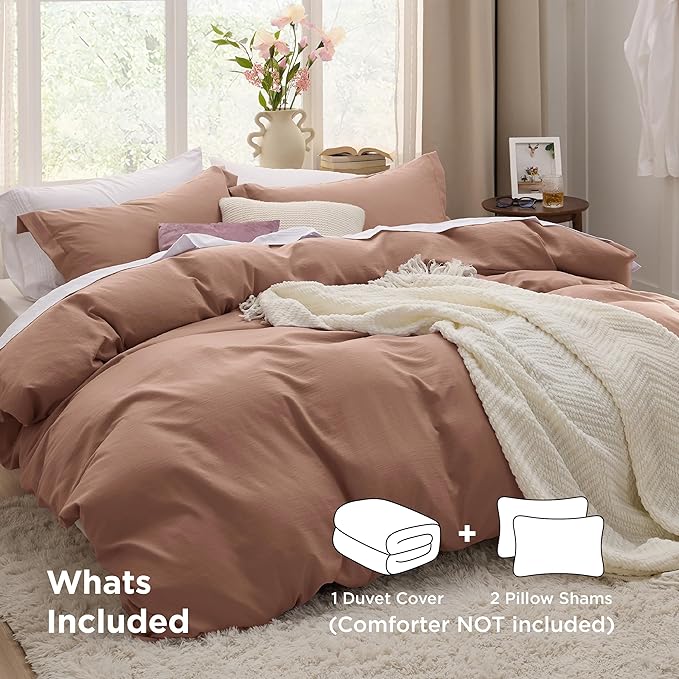 Bedsure Mocha Mousse California King Duvet Cover - Prewashed Cotton-Like Polyester Extra Soft Bedding Set, Includes 1 Cal King Duvet Cover 104''x98'' with Zipper Closure & 2 Pillow Shams, No Comforter