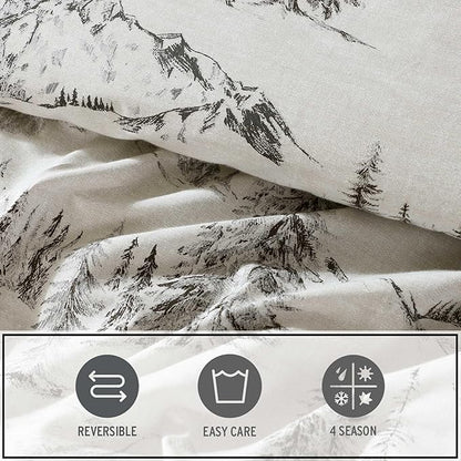 Eddie Bauer - King Comforter Set, Reversible Bedding with Matching Sham(s), Super Soft and Cozy Home Decor (Rocky Mountain Cabin Grey, King)