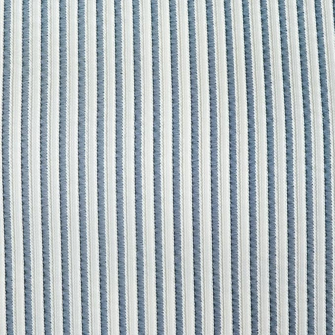 Striped Comforter Set Queen Denim Blue Soft Luxury Washed Microfiber Jacquard 3 Pieces Bedding Set, White Denim Blue Vertical Ticking Stripes Comforter with 2 Pillowcases Breathable Durable Comfy