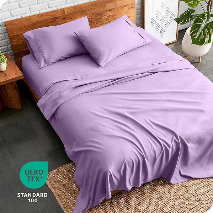 Bare Home Split King Sheet Set - 1800 Ultra-Soft Microfiber Bed Sheets - Double Brushed - Deep Pockets - Easy Fit - 5 Piece Set - Bedding Sheets & Pillowcases (Split King, Lavender)