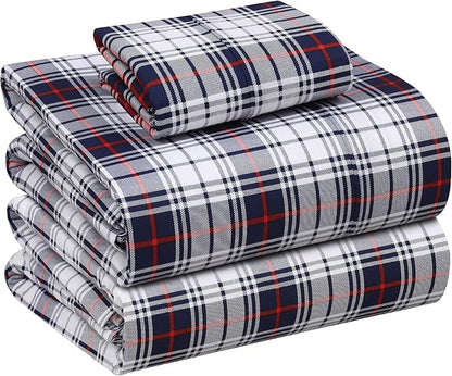 RUVANTI 100% Cotton Sheets – Twin XL Size Percale Bedding, Cooling & Breathable Floral Design, Durable with a Crisp, Soft & Comfortable Feel, 16" Deep Pocket, 3-Piece Set, Prussian