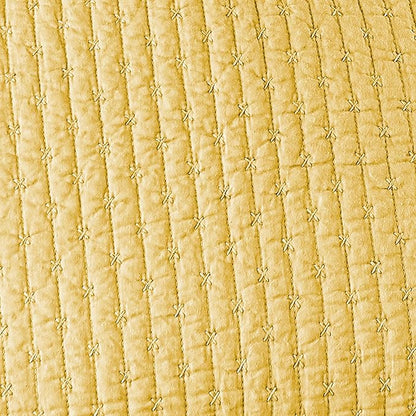 Levtex Home Cross Stitch Reversible Twin XL/Twin Quilt Set (68x86in) with 1 Pillow Sham (26x20in) - Stitch Texture - Yellow - Cotton Twin/Twin Size Quilt Bedding Set - Lightweight, Soft, Pre-Washed
