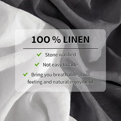LBRO2M 100% Pure Linen Sheet Set Deep Pocket Up to 16" Bed Sheets Sets, Natural Flax Beddings Soft, Breathable, Comfortable for All Seasons 4 Pcs Sheet Set King Size, White