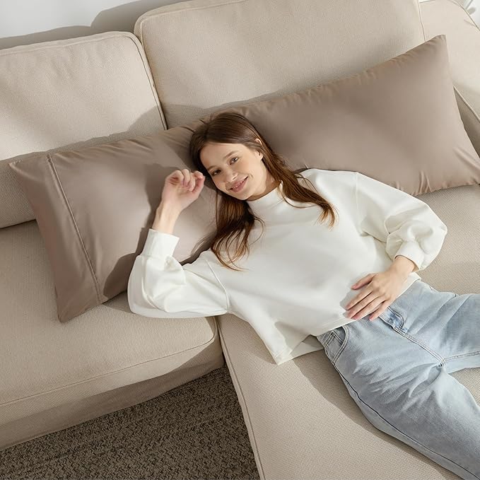 Bedsure Body Pillow Case Cover - Taupe Brushed Microfiber Long Pillow Cases, Ultra Soft and Cozy Body Pillowcase with Envelope Closure for Kids, Wrinkle, Fade Resistant, 1 Pack, 20x54 Inches