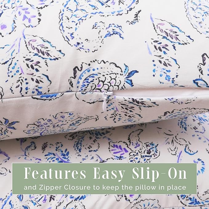 Elegant Comfort Ultra Soft 1-Piece Set Floral Print Pillowcases - 1500 Premium Hotel Quality Microfiber, Soft and Smooth Hidden Zipper Closure 1-Piece Pillow Covers - Body Pillowcase, Paisley Indigo