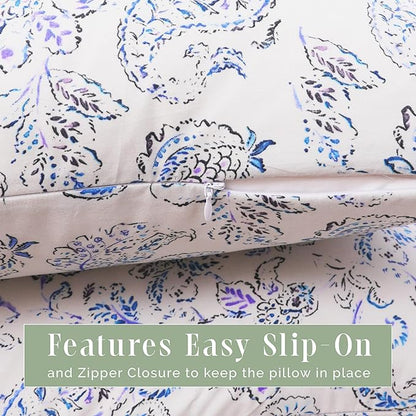 Elegant Comfort Ultra Soft 1-Piece Set Floral Print Pillowcases - 1500 Premium Hotel Quality Microfiber, Soft and Smooth Hidden Zipper Closure 1-Piece Pillow Covers - Body Pillowcase, Paisley Indigo
