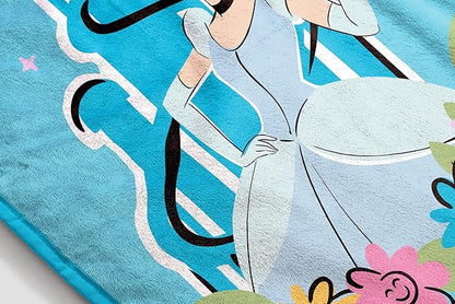 Jay Franco Kids Plush Throw Blanket – Soft & Cozy Fleece Throw for Bedroom & Couch Décor, Official Licensed Product, Blue - Disney Princess Cinderella, 40x50 - Travel Blanket