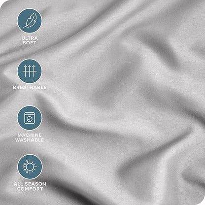 Bare Home Microfiber Pillow Cases - Toddler Size Set of 2 Cooling Pillowcases Double Brushed Light Grey Pack Easy Care (Toddler Pillowcase 2, Light Grey)