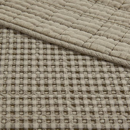 Levtex Home - Mills Waffle - Twin Quilt Set - Taupe Cotton Waffle - Quilt Size (68 x 86in.), Sham Size (26 x 20in.)
