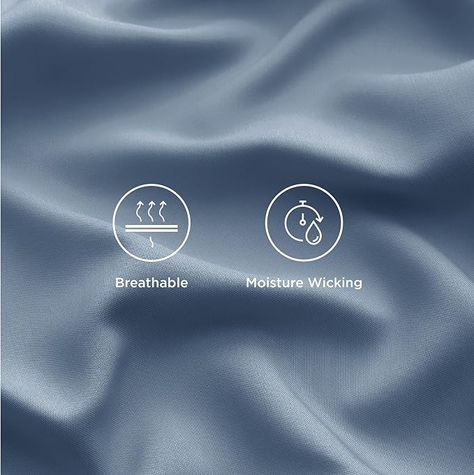 Bedsure Cooling Sheets Twin, Rayon Derived from Bamboo, PureWoven, Breathable & Soft Twin Sheets Set, Deep Pocket Up to 16 Inches, Hotel Luxury Silky Bedding for Hot Sleepers, Dusty Blue