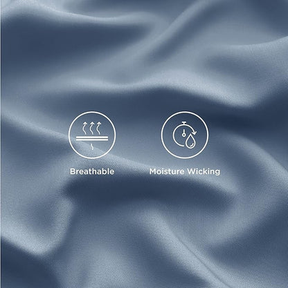 Bedsure Cooling Sheets Twin, Rayon Derived from Bamboo, PureWoven, Breathable & Soft Twin Sheets Set, Deep Pocket Up to 16 Inches, Hotel Luxury Silky Bedding for Hot Sleepers, Dusty Blue