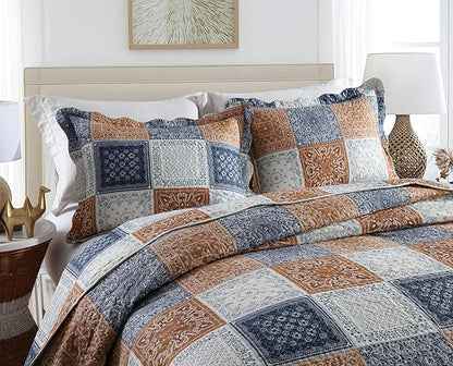 Travan 3-Piece Queen Quilt Sets with Shams Oversized Bedding Bedspread Reversible Coverlet Set, Queen Size