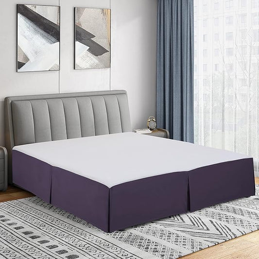 Cathay Home Double Brushed Microfiber Pleated Easy Fit Bed Skirt, Ultra Soft, Fade and Wrinkle Resistant - Eggplant, Twin