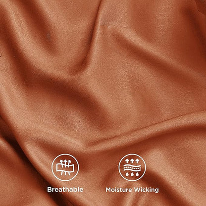 Bedsure Full Size Bed Sheets, Cooling Sheets, Rayon Derived from Bamboo, PureWoven, Breathable & Soft, Deep Pocket Up to 16 Inches, Hotel Luxury Silky Bedding for Hot Sleepers, Burnt Orange