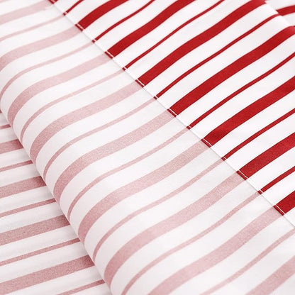 Best Season Burgundy Red Striped Sheets Set Twin Size 3 Piece - Super Soft, Easy Care & Breathable Red and White Pinstripe Bed Sheet Set with 16-Inch Deep Pockets, Great Gift for Christmas & Birthday