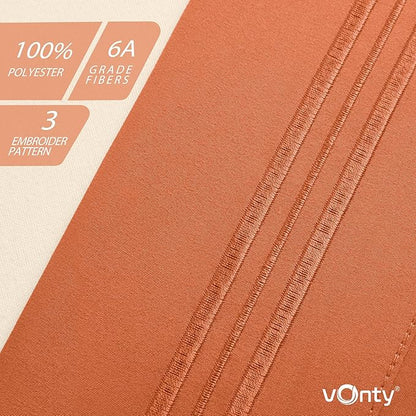 Vonty 2 Pack Queen Pillow Cases - 20x30 Inch, 1800 Thread Count Microfiber Pillowcases Queen Size Pimpkin Orange Pillow Cases Luxury & Soft Embroidered Bed Pillow Covers with Envelope Closure
