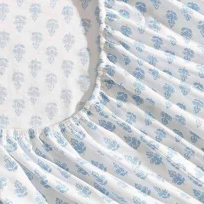 Laura Ashley - King Sheet Set, Crisp & Cool Cotton Percale Bedding with Deep Pockets, Lightweight for Year Round Comfort, Bed Sheets with Matching Pillowcases (Francesca Blue)