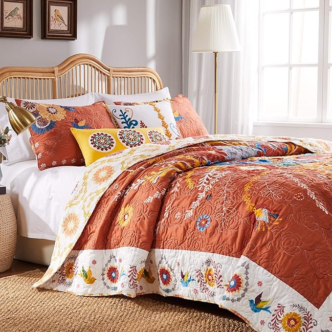 Greenland Home Barefoot Bungalow Topanga Quilt Set, 3-Piece Full/Queen, Multi