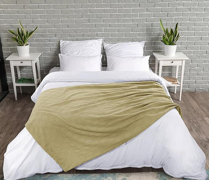 Utopia Bedding Tan 100% Cotton Blanket [Twin Size - 90x72 Inch] Lightweight, Soft and Breathable Thermal Blanket for All Seasons