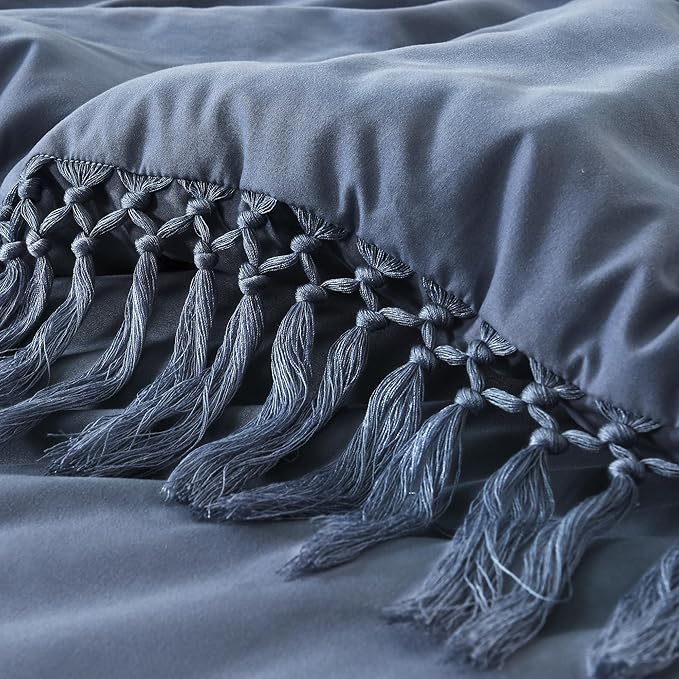 Andency Comforter Full Size Set Bluish Grey, Boho Lightweight Vintage Soft Bedding Comforter Sets, 3 Pieces Bed Set (79x90In Comforter & 2 Pillowcases)