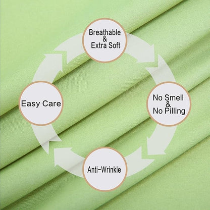 4 Piece Bed Sheet Set (Queen,Sage) 1 Flat Sheet,1 Fitted Sheet and 2 Pillow Cases,Brushed Microfiber Luxury Bedding with Deep Pockets