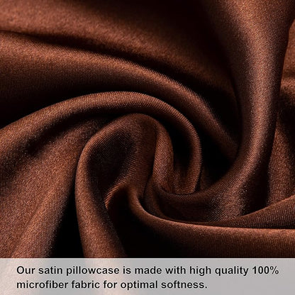 NTBAY Satin Body Pillowcase for Hair and Skin, Luxurious and Silky Pillow case with Envelope Closure, 20x54 Inches, Brown