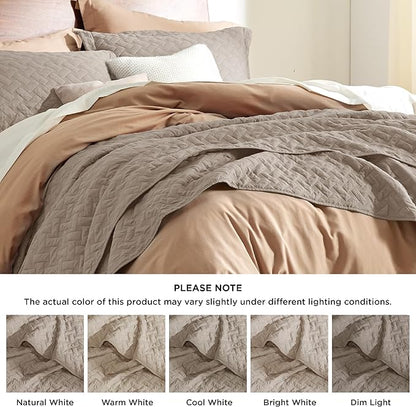 Bedsure California King Quilts - Lightweight Bedspreads Cal King Size with Basket Weave Pattern, Soft Quilt Bedding Set, Taupe Comforter Set Coverlet for All Seasons with 2 Pillow Shams (111" x 106") | Skin-Friendly Soft, All-Season Comfort, Breathable...