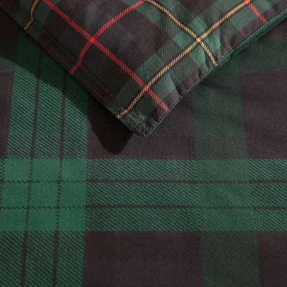 Eddie Bauer - King Comforter Set, Cotton Reversible Bedding with Matching Shams, Stylish Plaid Home Decor (Woodland Tartan Green, King)
