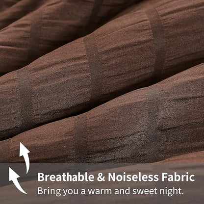 AveLom Brown Seersucker King Comforter Set (104x90 inches), 3 Pieces-100% Soft Washed Microfiber Lightweight Comforter with 2 Pillowcases, All Season Down Alternative Comforter Set for Bedding