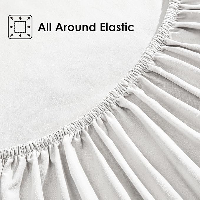 ClevaHome Sheet Set Twin Size, 3-Piece Bedding, Lightweight & Super Soft Easy Care Microfiber– Shrinkage & Fade Resistant Bedding Set with 14'' Deep Pockets (Pearl White)