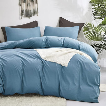 Luxlovery Lake Blue Comforter Set Full Women Men Bedding Sets Dusty Blue Quilt Blanket Full Comfy Soft Lightweight Comfy Bedding Comforter Set with 2 Pillowcases
