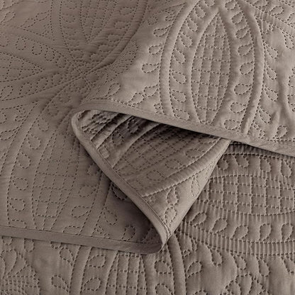 Chezmoi Collection Austin 3-piece Oversized Bedspread Coverlet Set (Queen, Taupe) | Oversized, Lightweight, Fade Resistant