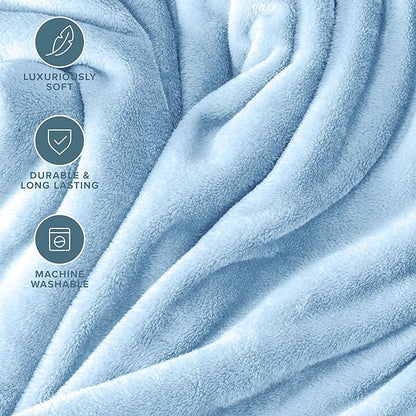 Bare Home Fleece Blanket - King Size - Ultra-Soft Lightweight for Bed, Sofa, and Couch - Luxury Microplush - Cozy Warm Blanket (King, Light Blue)