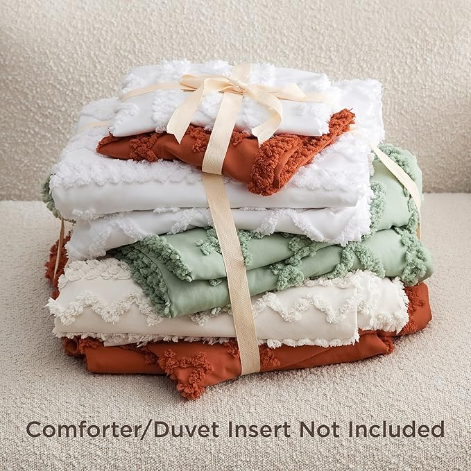Bedsure Boho Duvet Cover Queen Size, Soft & Comfortable Elegant Design Boho Bedding for Decoration, Machine Washable Comforter Cover for All Seasons,Includes 1 Duvet Cover & 2 Pillow Shams,Linen