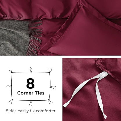 Bedsure Duvet Cover Twin/Twin XL Size - Soft Double Brushed Bedding Set for Kids & Adults, Zipper Closure, 2 Pieces, Includes 1 Duvet Cover (68"x90") & 1 Pillow Sham, NO Comforter, Burgundy Red