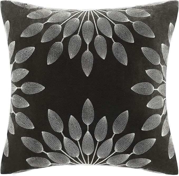 Madison Park - Palmer 7 Piece Comforter Set - Black and Gray - California King - Pieced Microsuede - Includes 1 Comforter, 3 Decorative Pillows, 1 Bed Skirt, 2 Shams