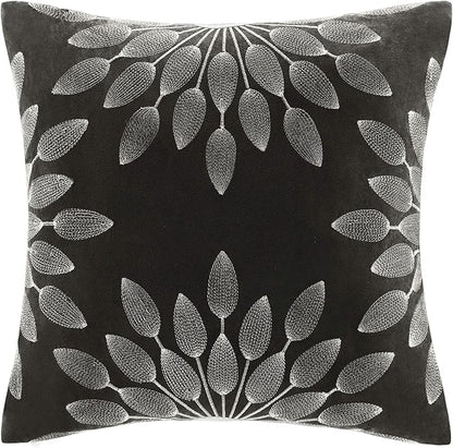Madison Park Palmer Comforter Set - Faux Suede Design, Striped Accent, All Season Down Alternative Bedding, Matching Shams, Decorative Pillow, Bed Skirt, Full (82 in x 90 in), Black 7 Piece